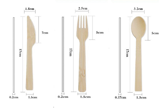 Biodegradable Bamboo Compostable Cutlery Set Bulk 3 In 1