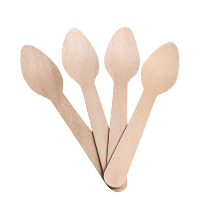 Custom Disposable Wooden Utensils Spatula Spoon 110mm For Wedding Party