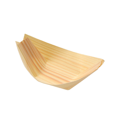 8 Inch Wooden Disposable Serving Cone Sushi Boat Serving Trays For Restaurants