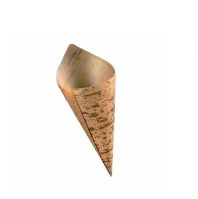 Disposable Wood Bamboo Leaf Appetizer Cones For Chinese Food Sushi