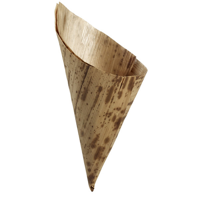 Disposable Wood Bamboo Leaf Appetizer Cones For Chinese Food Sushi