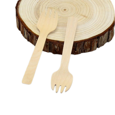 105mm Mini Disposable Wooden Forks And Spoons Knives For Canapes