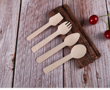 105mm Mini Disposable Wooden Forks And Spoons Knives For Canapes