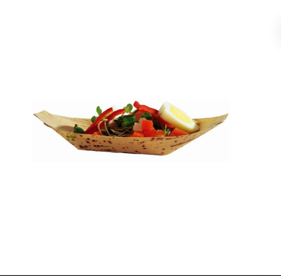 Biodegradable Disposable Serving Cone Bamboo Leaf Plate Boat For Sushi Food