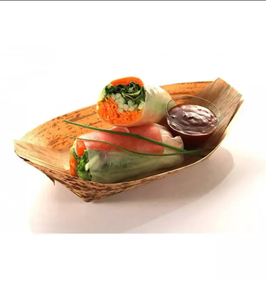 Biodegradable Natural Bamboo Leaf Bowl Bamboo Boat Plate For Party