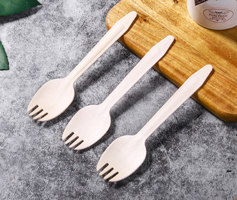 Disposable Birchwood Wooden Eco Friendly Spork 165mm For Takeaway Packaging