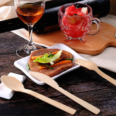 100% Natural Eco Friendly Disposable Bamboo Cutlery Set with Pouch Bag