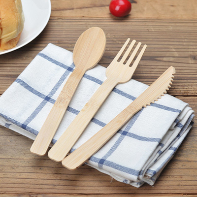 Disposable Bamboo Knife And Fork Spoon Set Degradable Induividual Cutlery Set