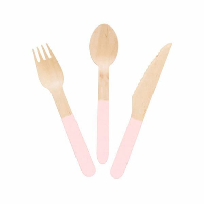 160mm Disposable Dyeing Wooden Cutlery Pink Utensils For Party