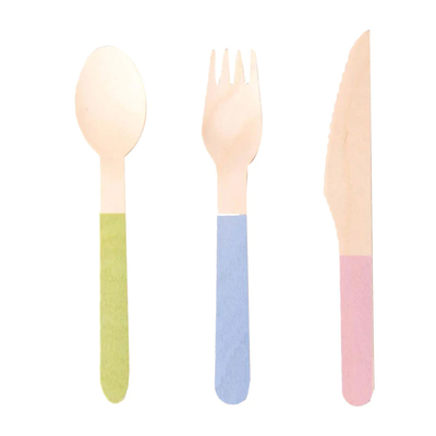 160mm Disposable Dyeing Wooden Cutlery Pink Utensils For Party