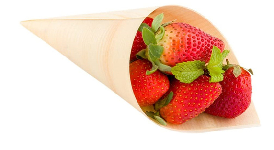 240mm Food Container Disposable Serving Cone Pine Wooden for chip