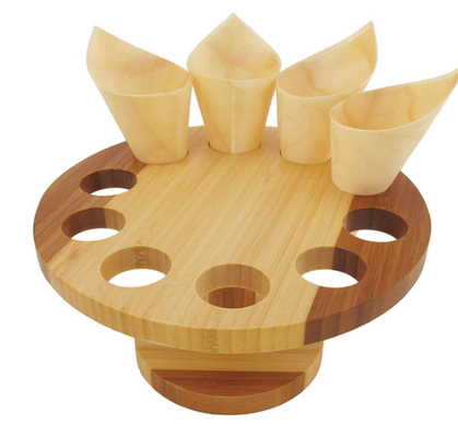 240mm Food Container Disposable Serving Cone Pine Wooden for chip