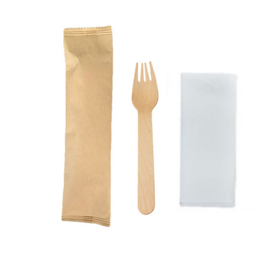 Wooden Biodegradable Eco Friendly Disposable Forks With Napkin 160mm