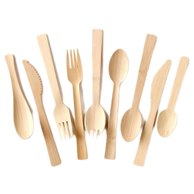 17cm Picnic Biodegradable Disposable Bamboo Cutlery Kits Of Fork Knife