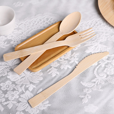 Biodegradable Bamboo Compostable Cutlery Set Bulk 3 In 1