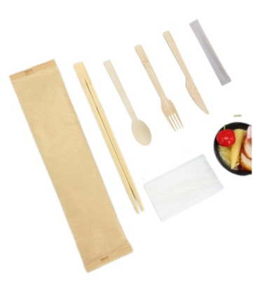 Disposable Bamboo Cutlery Biodegradable Cutlery Set With Napkin And Toothpick