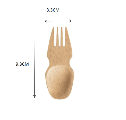 9cm Biodegradable Mini Disposable Bamboo Cutlery Salad Spork For Travel Camping