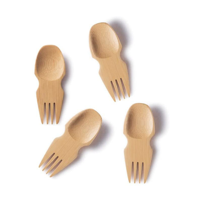 9cm Biodegradable Mini Disposable Bamboo Cutlery Salad Spork For Travel Camping