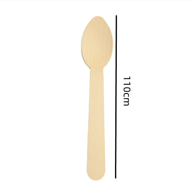 Custom Disposable Wooden Utensils Spatula Spoon 110mm For Wedding Party