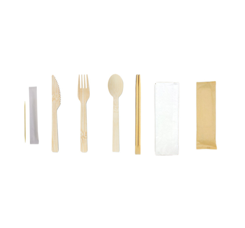 Disposable Bamboo Cutlery Biodegradable Cutlery Set With Napkin And Toothpick