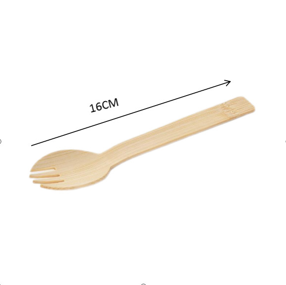 FDA 16cm Salad Disposable Bamboo Compostable Sporks  Cutlery For Camping