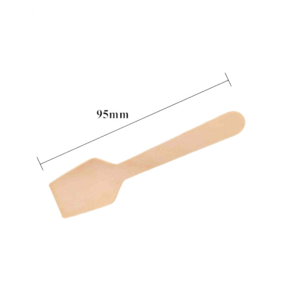 95mm Biodegradable Nature Disposable Cutlery Mini Dessert Ice Cream Wooden Spoon